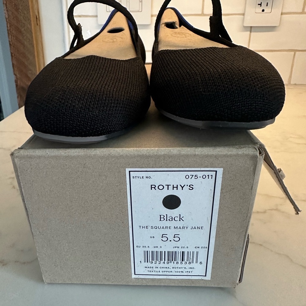 Rothy's Black Square Mary Jane Flats
